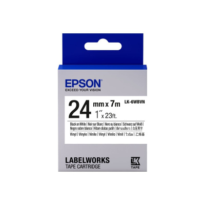 Epson LabelWorks LK-6WBVN C53S656020 24мм x 7м, черно копиране / бял фон, винилова, оригинален лента