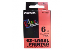 Casio XR-6RD1, 6mm x 8m, черен печат/червен фон, оригинален лента