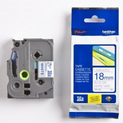 Brother TZ-243 / TZe-243, 18mm x 8m, син шрифт/бял фон, оригинална лента