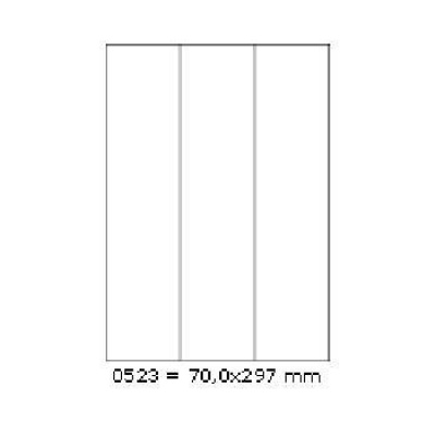 Самозалепващи етикети 70 x 297 mm, 3 етикети, A4, 100 листа