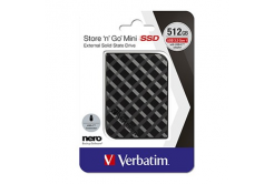 Verbatim 53236 Store N Go Mini, Външен SSD диск, 512GB, USB-A/Micro-B, конектор USB-A към USB-C, черно