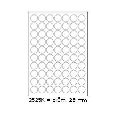 Самозалепващи етикети 25 mm, 70 етикети A4, 100 листа, кръгли