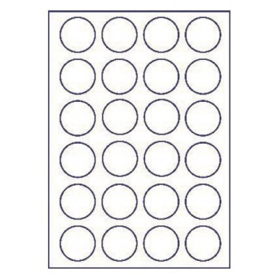 Самозалепващи етикети 45 mm, 24 етикети A4, 100 листа, кръгли