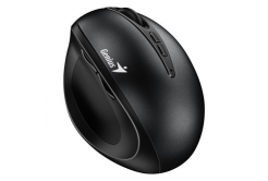 Genius Мишка Ergo 8300S, 1600DPI, 2.4 [GHz], оптична, 7 бутона, безжична, черна, 2 бр. AAA, вертикална