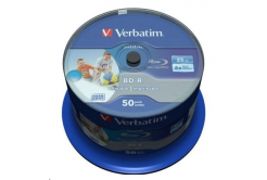 VERBATIM BD-R SL Datalife (50-пакет)Blu-Ray/Spindle/6x/25GB БЯЛА СИНЯ ПОВЪРХНОСТ