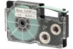 Casio XR-9X1, 9mm x 8m, черен печат/прозрачен фон, оригинален лента