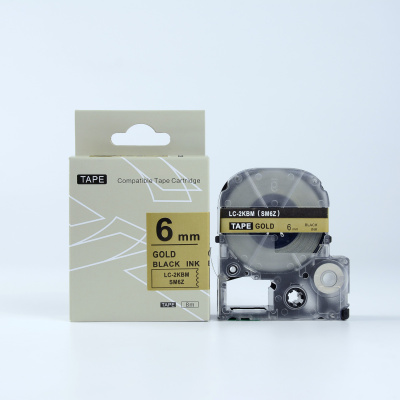 Epson LK-2KBM, SM6ZW, 6mm x 9m, черен печат / златна основа, съвместима лента
