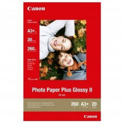 Canon Photo Paper Plus Glossy PP-201 2311B021, 275 г/м2, A3+, 20 бр., лъскав, мастиленоструен, бял, фотографска хартия
