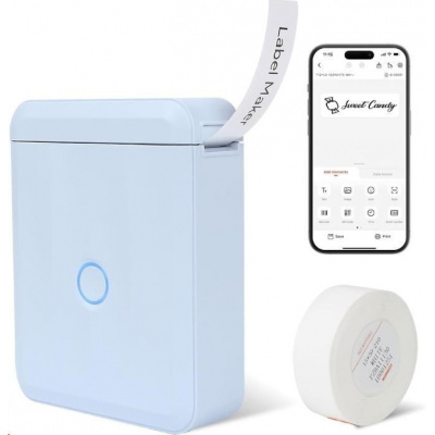 Niimbot D110-M Smart 1AA56301619, етикетираща машина, Синьо + ролка с етикети