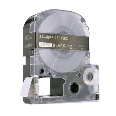 Epson LK-4BKP, SC12KZ, C53S654407, 12mm x 9m, златен печат / черен фон, съвместима лента