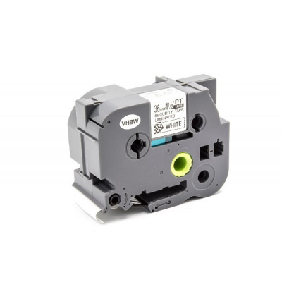 Brother TZ-SE6 / TZe-SE6, 36mm x 8m, черен печат / бял фон, запечатване, съвместима лента