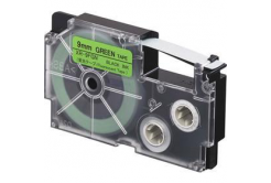 Casio XR-9FGN , 9mm x 8m, черен печат / сигнал зелен фон, съвместима лента