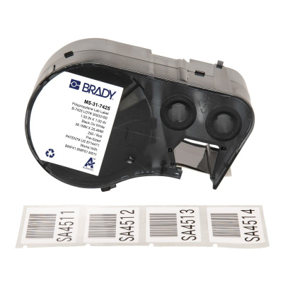 Brady M5-31-7425 / 170846, 38.10 mm, Polypropylene, черно копиране / бял фон