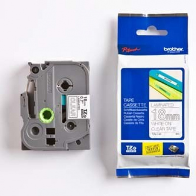 Brother TZ-145 / TZe-145, 18mm x 8m, бял печат/прозрачен субстрат, оригинална лента