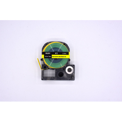 Epson LK-4YBA5 / SU5Y, 5mm x 2,5m, черен печат / жълт фон, съвместима термосвиваема лента