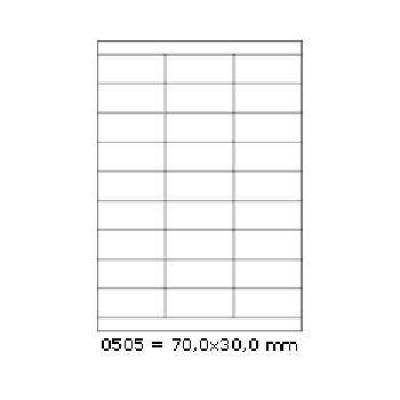 Самозалепващи етикети 70 x 30 mm, 27 етикети A4, 100 листа