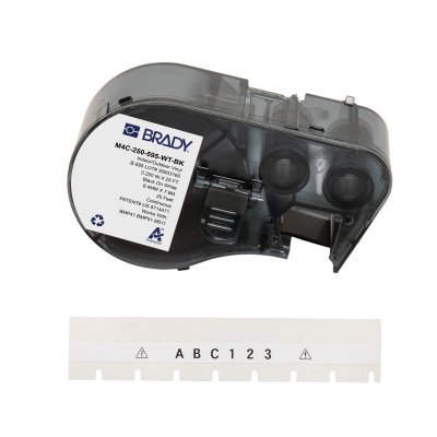 Brady M4C-250-595-WT-BK / 170949, 6.35 mm x 7.62 m, Винил, черен печат / бял фон