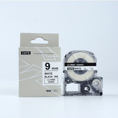 Epson HTS9KW, 9mm x 8m, черен печат / бял фон, съвместима лента
