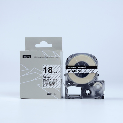 Epson LK-5TBN, ST18KW, C53S655008, 18mm x 9m, черен печат / прозрачен фон, съвместима лента