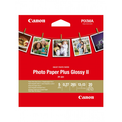 Canon Photo Paper Plus Glossy II 2311B060, 265 г/м2, 5x5", 13x13см, 20 бр., лъскав, бял, фотографска хартия