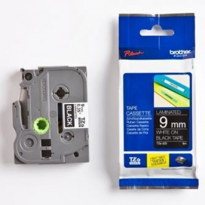 Brother TZ-325 / TZe-325, 9mm x 8m, бял печат/черен фон, оригинална лента