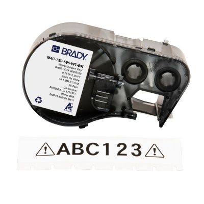 Brady M4C-750-595-CL-BK / 170825, 19.05 mm x 6.10 m, Винил, черен печат / прозрачен фон