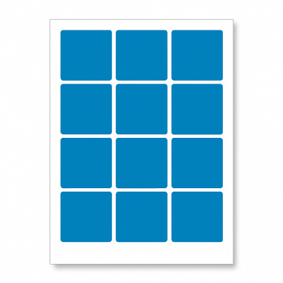 Самозалепващи етикети 60 x 60 mm, 12 етикети A4, 20 чаршафи, син