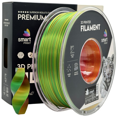 Smart Print FG-S105-E1, 3D филамент, PLA Silk, 1,75mm, 1000g, Tri Color, Многоцветен (Red, Yellow, Green)