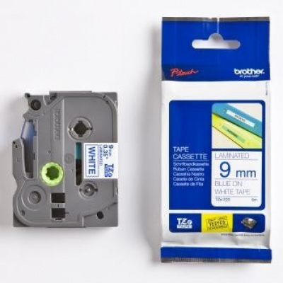 Brother TZ-223 / TZe-223, 9mm x 8m, син шрифт / бял фон, оригинална лента
