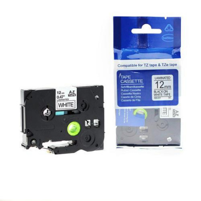 Съвместима лента с Brother TZ-NFX231/TZe-NFX231, 12mm x 5m, гъвкави, найлон, черен печат/бял фон
