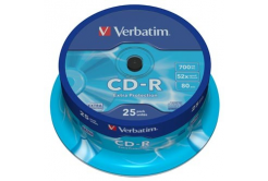 Verbatim 43432 CD-R Extra Protection, 25-пакет Cake box, 700MB, 52x, 80 мин., 12 см, без опция за печат