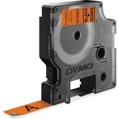 Dymo D1 1978367, 12mm x 3m, черен печат/оранжев фон, перманентна винилова, оригинална лента