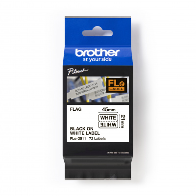 Brother FLE-2511 Pro Tape, 45mm x 10.5mm, черен печат/бял фон, 72 бр, оригинална лента