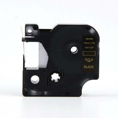 Съвместима лента с Dymo 40924, 9mm x 7m, златен печат / черен фон