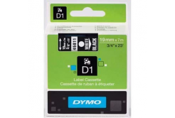 Dymo D1 45811, S0720910, 19mm x 7m, бял печат / черен фон, оригинална лента