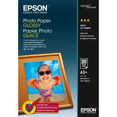 Epson Photo Paper Glossy C13S042535, 200 г/м2, A3+, лъскав, бял, фотографска хартия