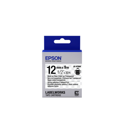 Epson LabelWorks LK-4TBW C53S654015 12мм x 9м, черно копиране / прозрачен фон, силно лепищ, оригинален лента