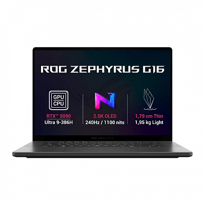 ASUS ROG Zephyrus G16/GU606AX-TB070/U9-386H/16"/2560x1600/64GB/1TB/RTX 5090/без OS/сив/2R