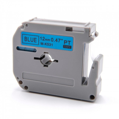 Brother MK-531, 12mm x 8m, черен печат / син фон, съвместима лента