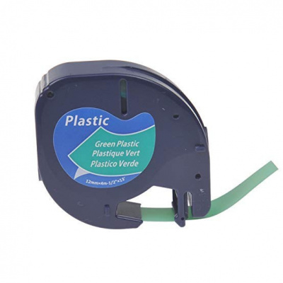 Съвместима лента с Dymo 59425, S0721590 / 91204, S0721640 LetraTag 12mm x 4m, черен печат/зелен фон