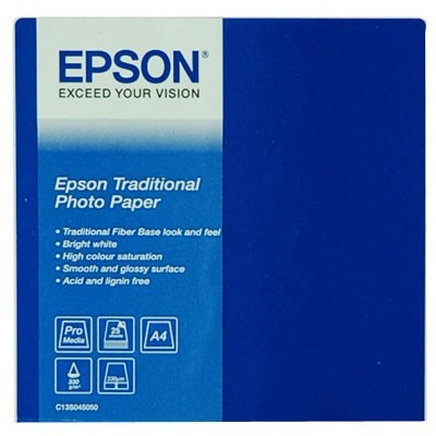 Epson Traditional Photo Paper C13S045050, 330 г/м2, A4, 25 бр., сатен, мастиленоструен, бял, фотографска хартия