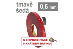 3M VHB™ 4646, деб. 0,6 mm; тъмносиво двустранно силно залепваща акрилна лента 19 mm x 33 m