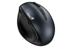 Genius Мишка Ergo 8300S, 1600DPI, 2.4 [GHz], оптична, 7 бутона, безжична, черно-сива, 2 бр. AAA, вертикална