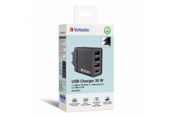 Verbatim 49700 Мрежов адаптер 30W, 4 порта, 1x USB-C, 3x USB-A