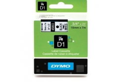 Dymo 45803, S0720830, 19mm x 7m, черен печат / бял фон, оригинална лента
