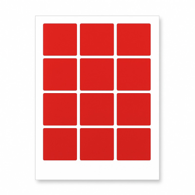 Самозалепващи етикети 60 x 60 mm, 12 етикети A4, 20 чаршафи, червени