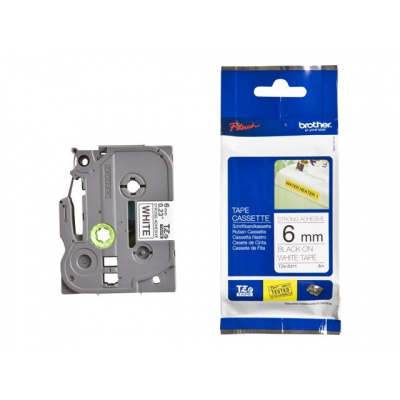 Съвместима лента с Brother TZ-S211/TZe-S211 6mm x 8m екстра лепило черен печат/бял фон
