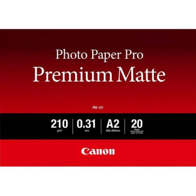 Canon Photo Paper Premium Matte PM-101 8657B017, 210 г/м2, 16.54x23.39", A2, 20 бр., smooth, мат, бял, фотографска хартия
