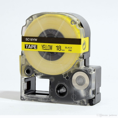 Epson LK-5YBP, SC18YW, C53S655003, 18mm x 9m, черен печат / жълт фон, съвместима лента