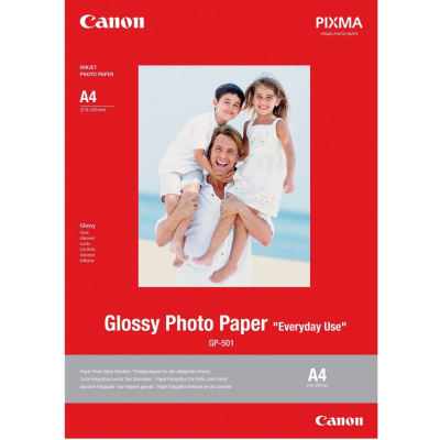 Canon Glossy Photo Paper GP-501 0775B076, 200 г/м2, A4, 5 бр., лъскав, бял, фотографска хартия